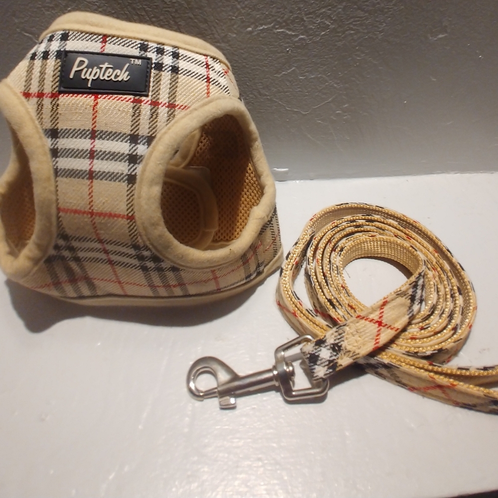 Puptech Plaid Dog Harness and Leash Set Small